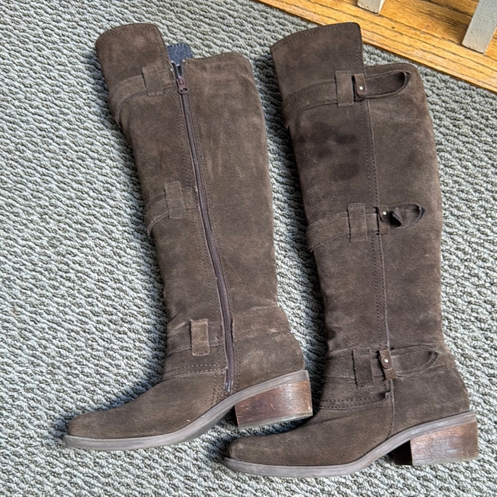 Calvin Klein Jeans Brown Heeled Boots with Suede Finish